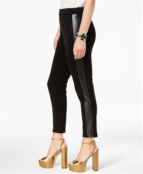 burberry london faux leather trim skinny pants